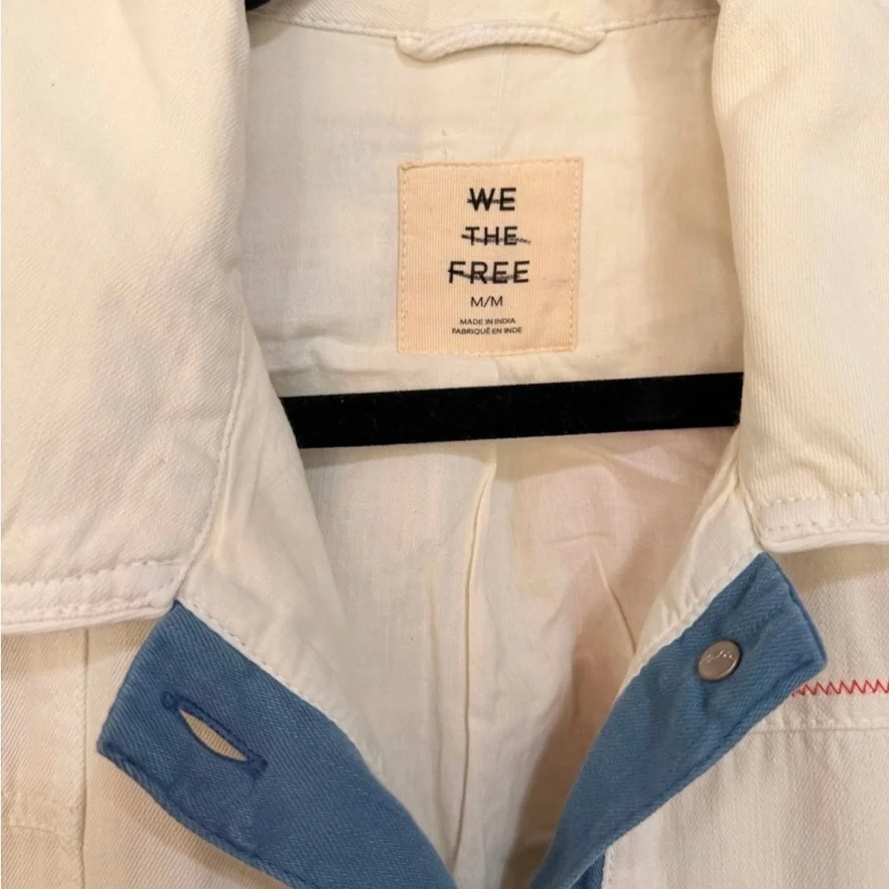 Free People Cream Floral Embroidered Jean Jacket - Picture 4 of 5